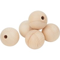 Holzkugeln halbgebohrt, Ø 50 mm - 5 Stück von Beige