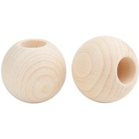 VBS Holzkugeln mit großer Bohrung "Ø 50 mm" - 2 Stück von Beige