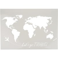 Schablone "Weltkarte lets go travel", A3 von Elfenbein