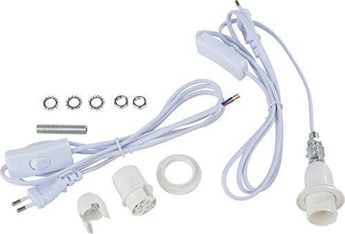 VBS 2er-Pack Lampenanschlusskabel-Set E14 Weiß inkl. Schalter Lampe Lampenaufhängung Pendelleuchte von VBS