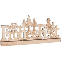 VBS Holz-Steckmotiv "Frohes Fest", mit LED von Beige
