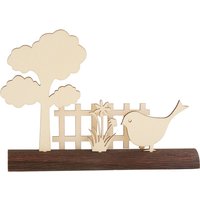 VBS Holz-Steckmotiv auf Baumstamm - Vogel am Gartenzaun von VBS