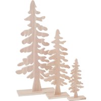 VBS Holz-Tannenbäume, 3er-Set von Beige