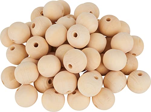 VBS XXL Holzkugeln durchgebohrt 50er oder 25er-Pack Holzperlen DIY Bastelperlen rund Holzbälle unlackiert Ø 20 mm, 50 Stück von VBS
