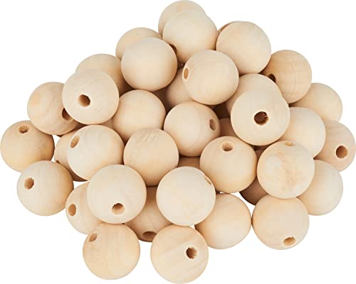 VBS XXL Holzkugeln durchgebohrt 50er oder 25er-Pack Holzperlen DIY Bastelperlen rund Holzbälle unlackiert Ø 25 mm, 50 Stück von VBS