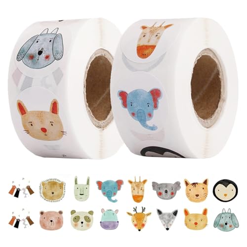 Animal Sticker Rolle 1000 Stück Tiere Belohnungssticker Lehrer Sticker Rolle Belohnung Aufkleber Reward Stickers mit 16 Cartoon-tiermotiven für Schule Favors Geschenken Partydekoration Siegeletiketten Animal Sticker Rolle 1000 Stück Tiere Belohnungssticker Lehrer Sticker Rolle Belohnung Aufkleber Reward Stickers mit 16 Cartoon-tiermotiven für Schule Favors Geschenken Partydekoration Siegeletiketten von VCCAHIJK
