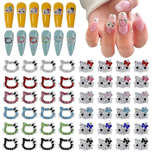 VCEOW 48 Stück Kitty Nail Art Charms Kawaii Silber Legierung Nagel Charms Niedliche 3D Bling Katze Nagel Edelsteine DIY Design Zubehör für Mädchen und Frauen VCEOW 48 Stück Kitty Nail Art Charms Kawaii Silber Legierung Nagel Charms Niedliche 3D Bling Katze Nagel Edelsteine DIY Design Zubehör für Mädchen und Frauen von VCEOW