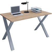 VCM my office Lona Schreibtisch sonoma-eiche rechteckig, X-Fuß-Gestell silber 140,0 x 50,0 cm von VCM my office