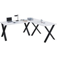 VCM my office Lona Schreibtisch weiß rechteckig, X-Fuß-Gestell schwarz 160,0 x 50,0 cm von VCM my office