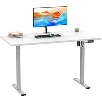 VCM my office Lona elektrisch höhenverstellbarer Schreibtisch weiß rechteckig, T-Fuß-Gestell silber 110,0 x 80,0 cm von VCM my office