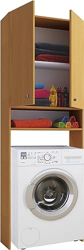 VCM Waschmaschinenschrank | Praktischer Überbauschrank mit viel Stauraum | Maße: B. 64 x H. 182 x T. 27 cm | Waschmaschinenregal für Bad und Waschküche | Waschmaschinenüberbauschrank - Lona Buche VCM Waschmaschinenschrank | Praktischer Überbauschrank mit viel Stauraum | Maße: B. 64 x H. 182 x T. 27 cm | Waschmaschinenregal für Bad und Waschküche | Waschmaschinenüberbauschrank - Lona Buche von VCM