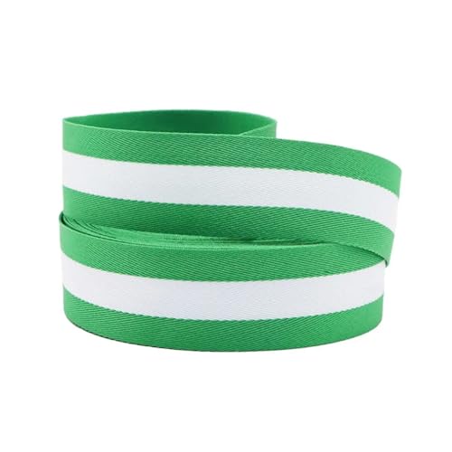 10 Yard Gurtband for Tasche Gürtel 10-25mm Breite Grosgrain Streifen Band Geschenk Dekoration DIY Medaillen FüR Diy-Projekte, Handarbeiten(25mm Green White) von VCSZYAFX
