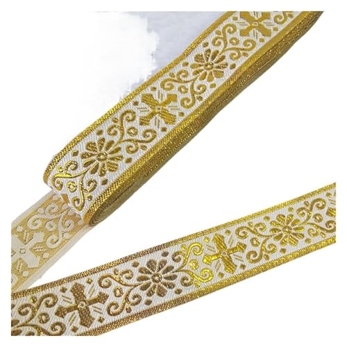 7 Meter 1 Zoll 25mm Goldfarbe Silberfarbe Vintage Stickband Spitzenbesatz DIY Kleidung Tasche Bestickter Stoff FüR Diy-Projekte, Handarbeiten(Color-03) von VCSZYAFX