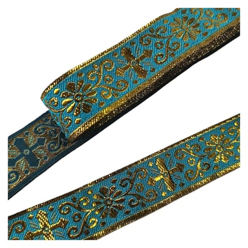 7 Meter 1 Zoll 25mm Goldfarbe Silberfarbe Vintage Stickband Spitzenbesatz DIY Kleidung Tasche Bestickter Stoff FüR Diy-Projekte, Handarbeiten(Color-08) von VCSZYAFX