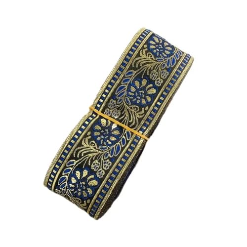 Breites, 5 cm großes, 10 Meter langes, gewebtes Polyester-Jacquardband mit geometrischem Muster for Hüte, Vorhänge und Bekleidungszubehör FüR Diy-Projekte, Handarbeiten(Blue) von VCSZYAFX