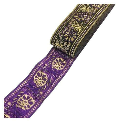 Breites, 5 cm großes, 10 Meter langes, gewebtes Polyester-Jacquardband mit geometrischem Muster for Hüte, Vorhänge und Bekleidungszubehör FüR Diy-Projekte, Handarbeiten(Purple) von VCSZYAFX