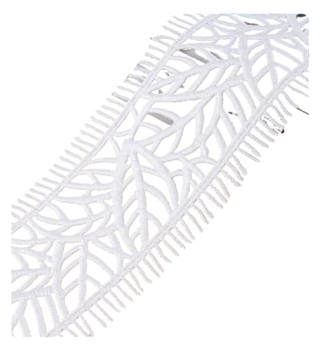 Gurtband 1 Yard 6,2 cm Weiß Schwarz Blatt Textur Getriebe Wimpern Stickerei Hohl Gurtband DIY Kleid Dekorative Band Spitze Party FüR Diy-Projekte, Handarbeiten(WHITE) von VCSZYAFX