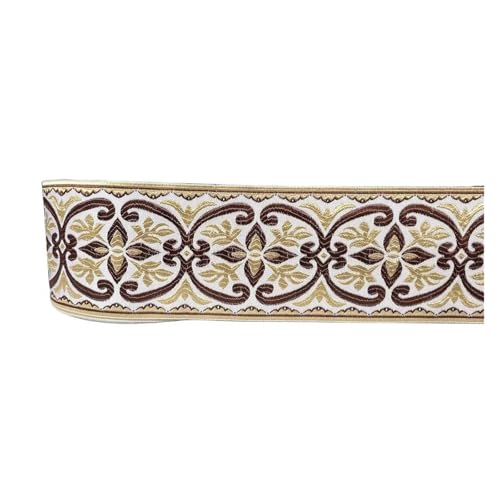 Gurtband 5 Yards gewebtes Jacquardband Spitzenvorhang Bekleidungszubehör FüR Diy-Projekte, Handarbeiten(Gold brown wide 81mm) von VCSZYAFX
