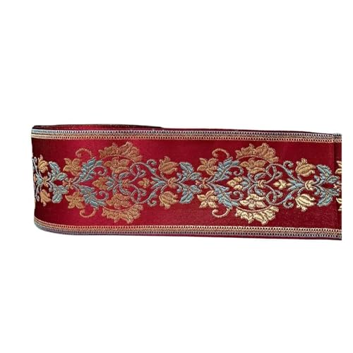 Gurtband 5 Yards gewebtes Jacquardband Spitzenvorhang Bekleidungszubehör FüR Diy-Projekte, Handarbeiten(Red) von VCSZYAFX