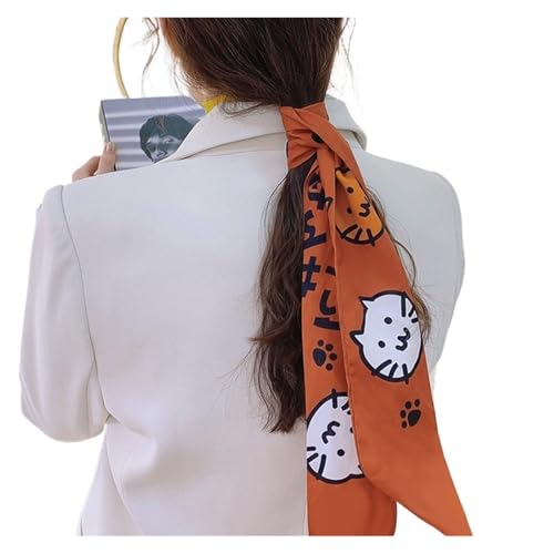 Seidenschal Haarband Langes Band Schleife Druck Buchstaben Haarschal Frauen Pferdeschwanzhalter Haarschmuck FüR Diy-Projekte, Handarbeiten(9) von VCSZYAFX