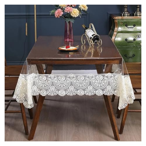 Tischfolie Durchsichtig PVC Tablecloth Embroidery Lace Transparency PVC Table Cloth Waterproof Oilproof Kitchen Dining Table Cover For Rectangular Table FüR Wohnzimmertisch Restaurant(White,150x220cm1 Tischfolie Durchsichtig PVC Tablecloth Embroidery Lace Transparency PVC Table Cloth Waterproof Oilproof Kitchen Dining Table Cover For Rectangular Table FüR Wohnzimmertisch Restaurant(White,150x220cm1 von VCSZYAFX