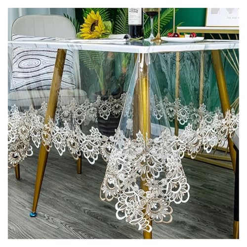 Tischfolie Durchsichtig PVC Transparent Tablecloth , Heat-resistant, Embroidered Square Table Cloth Waterproof, And Oil Resistant Dining Table Mat, 1pc FüR Wohnzimmertisch Restaurant(Color-08,110x160c Tischfolie Durchsichtig PVC Transparent Tablecloth , Heat-resistant, Embroidered Square Table Cloth Waterproof, And Oil Resistant Dining Table Mat, 1pc FüR Wohnzimmertisch Restaurant(Color-08,110x160c von VCSZYAFX