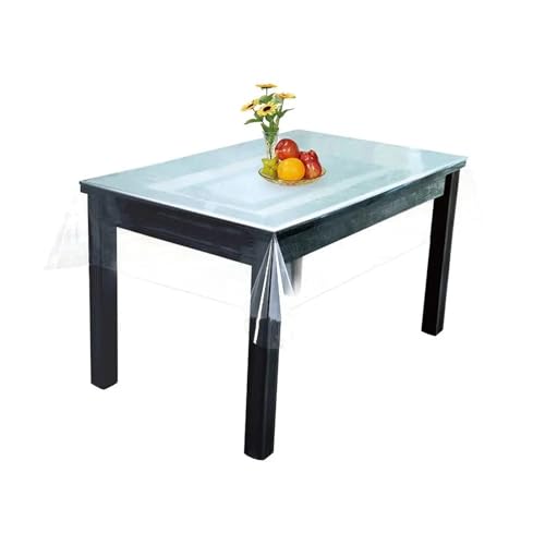 Tischfolie Durchsichtig Transparent Square Round Tablecloth PVC Waterproof And Oil-proof Table Clothes Soft Glass Dinner Table Protector Home Table Mat FüR Wohnzimmertisch Restaurant(137x178cm) von VCSZYAFX