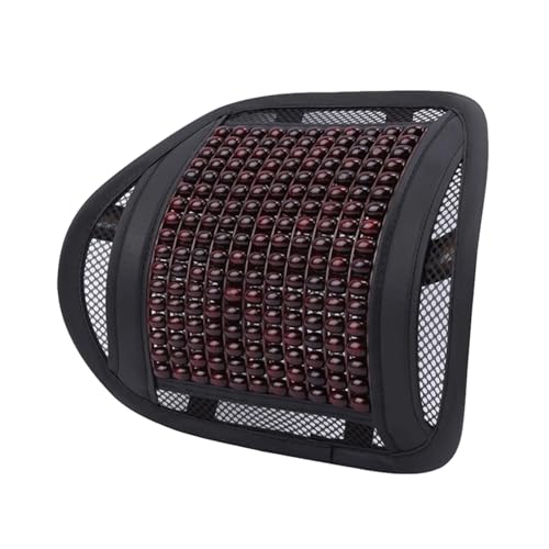 VCSZYAFX Auto-Rückenstützstuhl, Holzperlen, Stuhlunterstützung, Massage, Lendenwirbelkissen, Taillenkissen, Netzgewebe, Belüftungskissen for Auto und Büro(Black) von VCSZYAFX