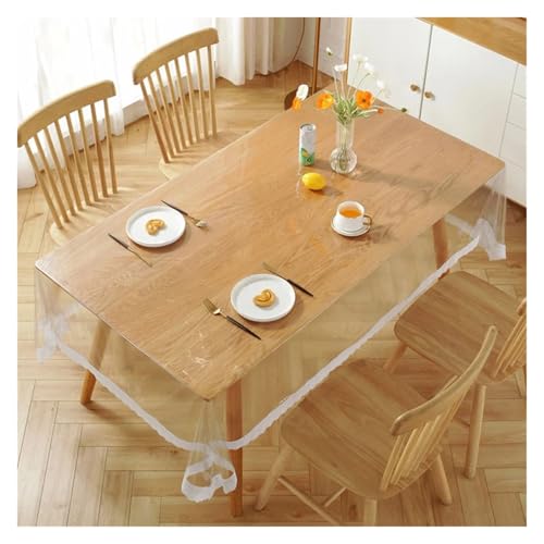VCSZYAFX Tischfolie Durchsichtig Lace Transparent Tablecloth Waterproof Oil-Proof PVC Table Cloth for Home Kitchen Dining Table Decorative Protective Cover FüR Wohnzimmertisch Restaurant(Yellow1) von VCSZYAFX
