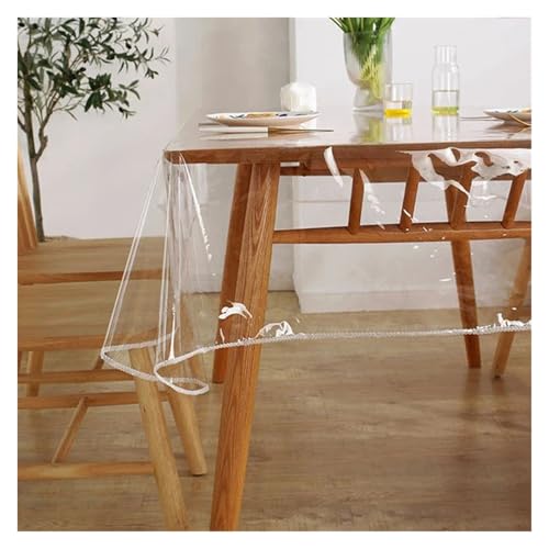 VCSZYAFX Tischfolie Durchsichtig Transparent Thin Table Cloth PVC Coffee Tablecloth Waterproof Proof Tablecloth FüR Wohnzimmertisch Restaurant(140x220cm) von VCSZYAFX