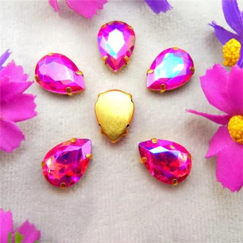 Aufnäher-Strasssteine, Strassperlen for Aufnähen, Glaskristall, Krallenfassung, Wassertropfen, Tränen, mehrfarbig, mehrere Größen, Packung mit über 1500 Stück(13x18mm 20pcs A4 Rose AB) von VDCVADKYE