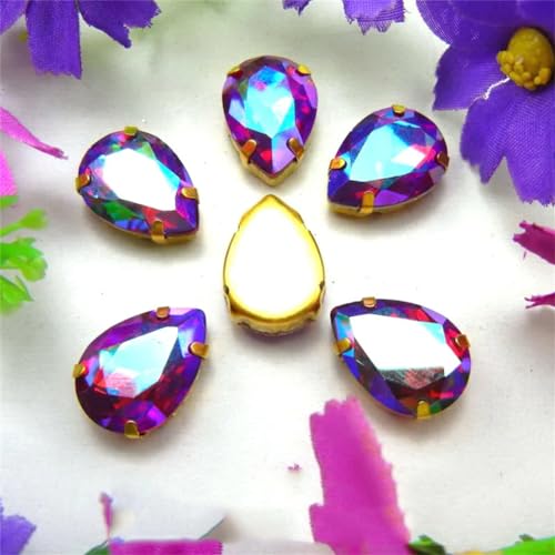 Aufnäher-Strasssteine, Strassperlen for Aufnähen, Glaskristall, Krallenfassung, Wassertropfen, Tränen, mehrfarbig, mehrere Größen, Packung mit über 1500 Stück(6x8mm 50pcs A8 Red AB) von VDCVADKYE
