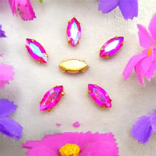 Aufnäher-Strasssteine, Strasssteine ​​zum Aufnähen, AB-Farben, Goldkralle, flache Rückseite, Glaskristall, mehrfarbig, AB, mehrere Größen(4x8mm 50pcs A8 Rose AB) von VDCVADKYE