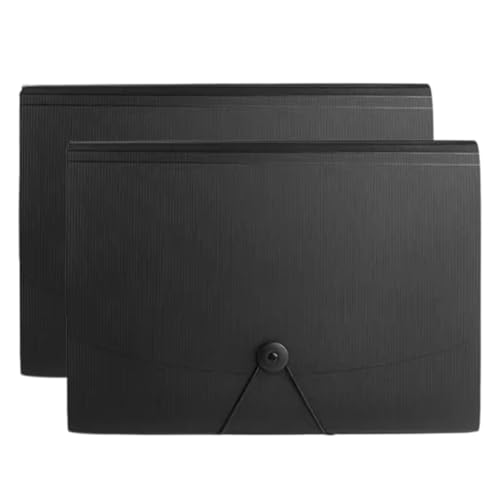 Expanding File Folder, Erweiterbarer Akkordeon-Aktenordner, 13 Taschen, A4-Dokumentenhalter, mehrfarbig, 2 Stück(Black) von VDCVADKYE