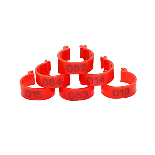 Hühnerbein Ringe， 100 Pcs Innen Durchmesser 1,6 cm Offene Art Schnalle Huhn Fuß Ring Geflügel Bein Bänder(Red) von VDCVADKYE