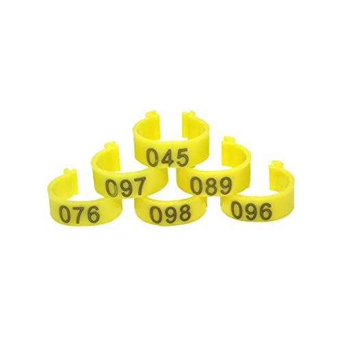 Hühnerbein Ringe， 100 Pcs Innen Durchmesser 1,6 cm Offene Art Schnalle Huhn Fuß Ring Geflügel Bein Bänder(Yellow) von VDCVADKYE