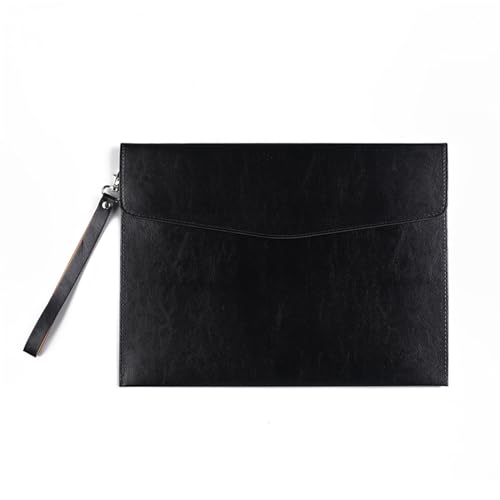 Lederumschlag Dokumententasche, Dokumentenhalter, Aktenordner, PU-Leder, 33 x 24 cm, mehrfarbig, 2 Stück(Black) von VDCVADKYE