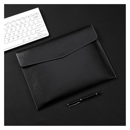 Lederumschlag Dokumententasche, Dokumentenhalter aus Leder, Aktenordner, Umschlaghülle, A4-Datendateitasche, mehrfarbig, 33 x 24,3 cm(Black) von VDCVADKYE