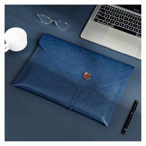 Lederumschlag Dokumententasche, Dokumentenhalter aus Leder, Umschlag, Aktenordner, Organizer, Aufbewahrungstasche, mehrfarbig, 247 x 353 x 235 mm, 3 Stück(Blue) von VDCVADKYE