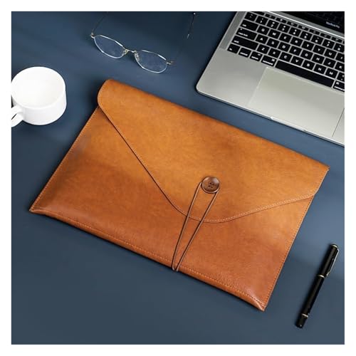 Lederumschlag Dokumententasche, Dokumentenhalter aus Leder, Umschlag, Aktenordner, Organizer, Aufbewahrungstasche, mehrfarbig, 247 x 353 x 235 mm, 3 Stück(Brown) von VDCVADKYE