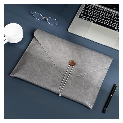 Lederumschlag Dokumententasche, Dokumentenhalter aus Leder, Umschlag, Aktenordner, Organizer, Aufbewahrungstasche, mehrfarbig, 247 x 353 x 235 mm, 3 Stück(Grey) von VDCVADKYE