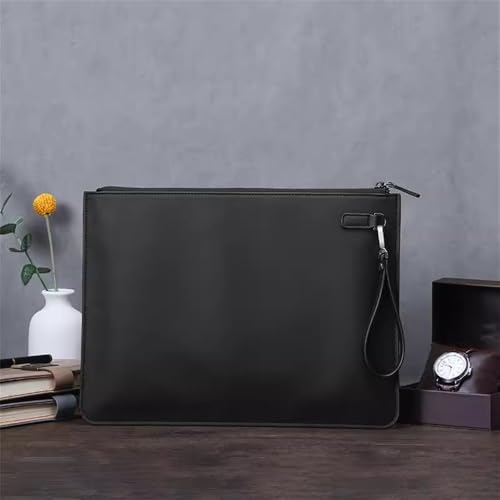 Lederumschlag Dokumententasche, Dokumentenhalter aus Leder, Umschlag, Brieftasche, Aktenordner, Organizer, 250 x 345 mm, mehrfarbig, PU, ​​A4, Business-Aktentasche, Aufbewahrungstasche(Black) von VDCVADKYE
