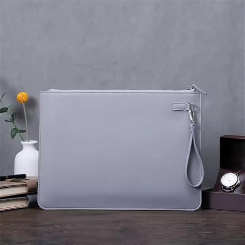 Lederumschlag Dokumententasche, Dokumentenhalter aus Leder, Umschlag, Brieftasche, Aktenordner, Organizer, 250 x 345 mm, mehrfarbig, PU, ​​A4, Business-Aktentasche, Aufbewahrungstasche(Grey) von VDCVADKYE