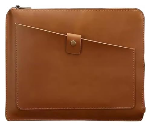 Lederumschlag Dokumententasche, Dokumentenhalter aus Leder, Umschlag, Clutch, Reißverschluss, Aktenordner, Brieftasche, mehrfarbig, 35,5 x 1 x 25 cm(Brown) von VDCVADKYE