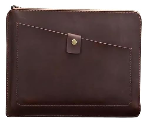 Lederumschlag Dokumententasche, Dokumentenhalter aus Leder, Umschlag, Clutch, Reißverschluss, Aktenordner, Brieftasche, mehrfarbig, 35,5 x 1 x 25 cm(Coffee) von VDCVADKYE