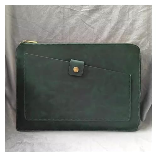 Lederumschlag Dokumententasche, Dokumentenhalter aus Leder, Umschlag, Clutch, Reißverschluss, Aktenordner, Brieftasche, mehrfarbig, 35,5 x 1 x 25 cm(Green) von VDCVADKYE