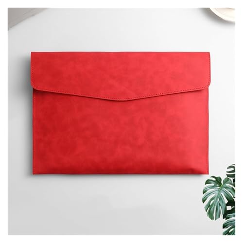 Lederumschlag Dokumententasche, Dokumentenhalter aus Leder mit Umschlag, Aktenordner, A4, Papier-Organizer, 235 x 330 mm, mehrfarbig, 3 Stück(Red) von VDCVADKYE