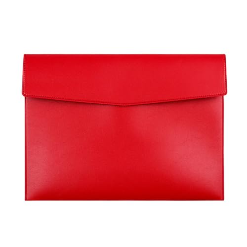 Lederumschlag Dokumententasche, Dokumentenhalter aus Leder mit Umschlag, Aktenordner, Business-Aktentasche, PU, ​​mehrfarbig, 24 x 33 cm, 2 Stück(Red) von VDCVADKYE