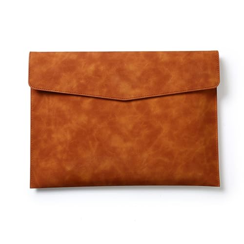 Lederumschlag Dokumententasche, Dokumentenhalter aus Leder mit Umschlag und PU-Leder, 33 x 24 cm, braun, mit Knopfverschluss, for Büro-Aktenordner von VDCVADKYE