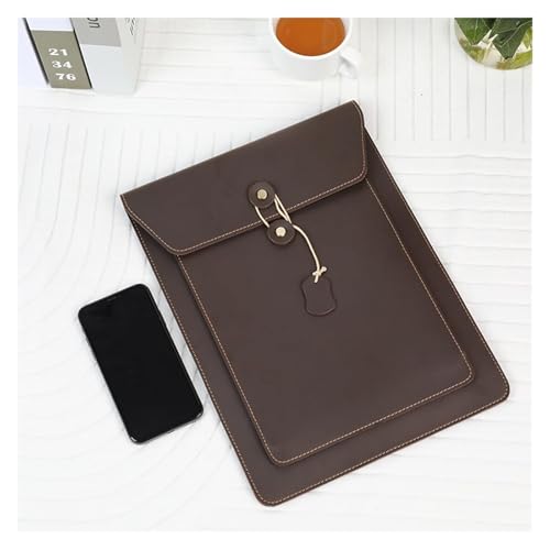 Lederumschlag Dokumententasche, Dokumentenhalter und Aktenordner aus Leder for Laptop und Tablet, 34 x 25,3 cm, 13 Zoll, mehrfarbig(Coffee) von VDCVADKYE